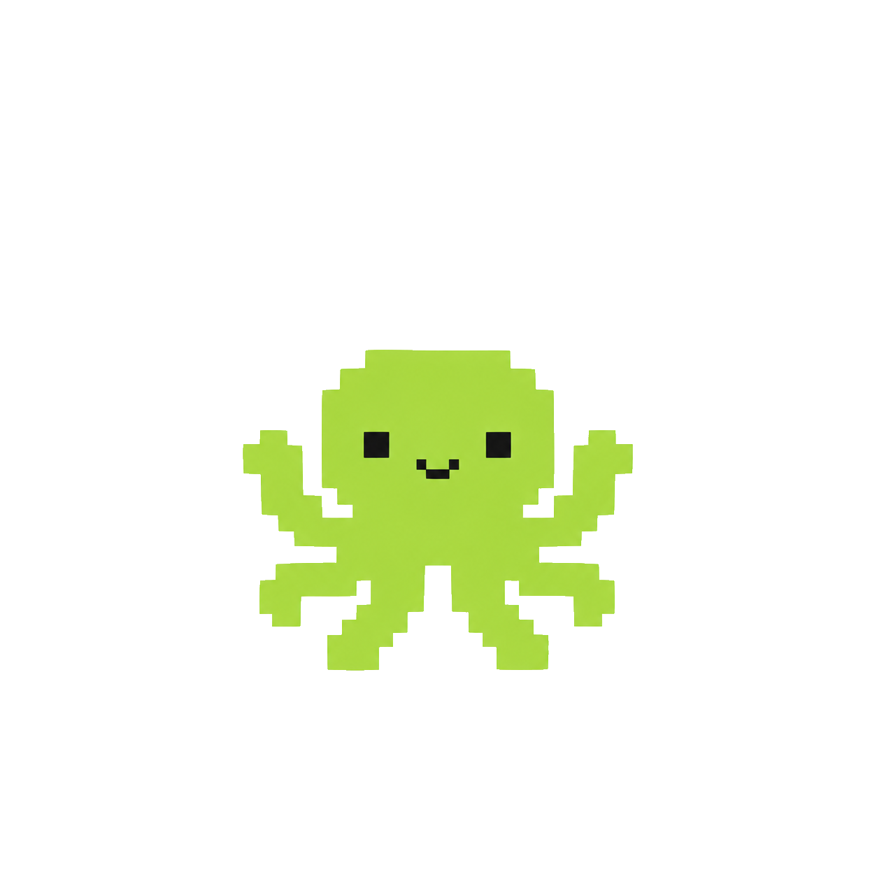 The AgentFi mascot, a friendly green pixel-art octopus